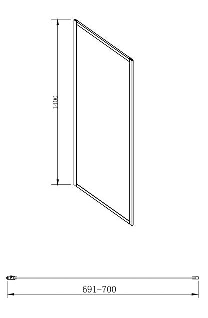 Arezzo Fluted Glass Chrome Framed Fixed Bath Screen (700 x 1400mm)