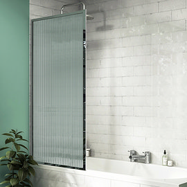 Arezzo Fluted Glass Chrome Framed Fixed Bath Screen (700 x 1400mm)