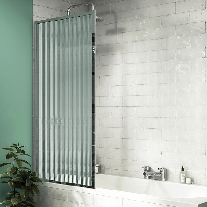 Arezzo Fluted Glass Chrome Framed Fixed Round Single Ended Shower Bath