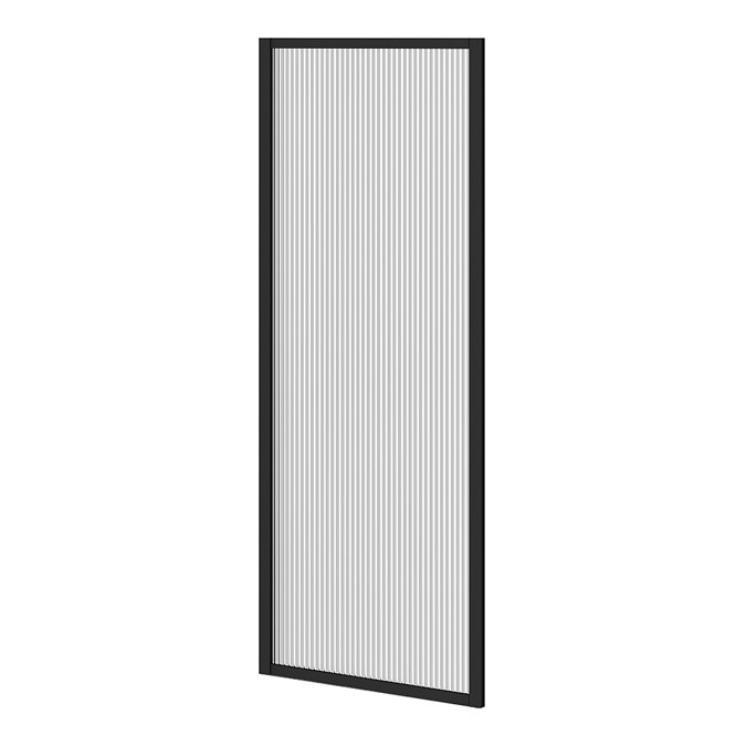 Arezzo Fluted Glass Matt Black Framed Fixed Bath Screen (500 x 1400mm)  Profile Large Image