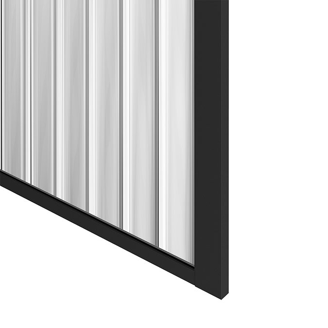 Arezzo Fluted Glass Matt Black Framed Fixed Bath Screen (500 x 1400mm)  Standard Large Image