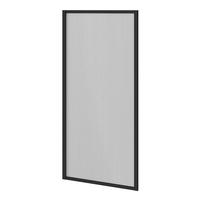 Arezzo Fluted Glass Matt Black Framed Fixed Bath Screen (700 x 1400mm)