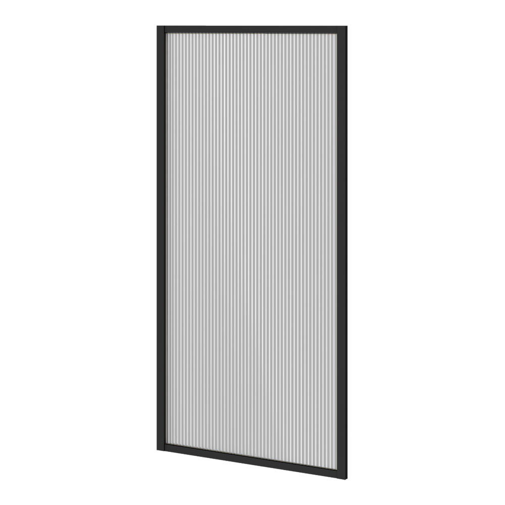 Arezzo Fluted Glass Matt Black Framed Fixed Bath Screen (700 x 1400mm