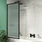 Arezzo Fluted Glass Matt Black Framed Fixed Round Single Ended Shower Bath