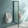 Arezzo Fluted Glass Matt Black Framed Urinal Partition Large Image