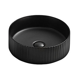 Arezzo Fluted Matt Black Round Countertop Basin - 360mm Diameter Medium Image