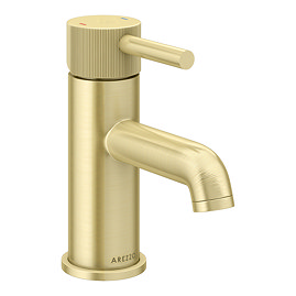 Arezzo Fluted Round Brushed Brass Basin Mono Mixer Large Image