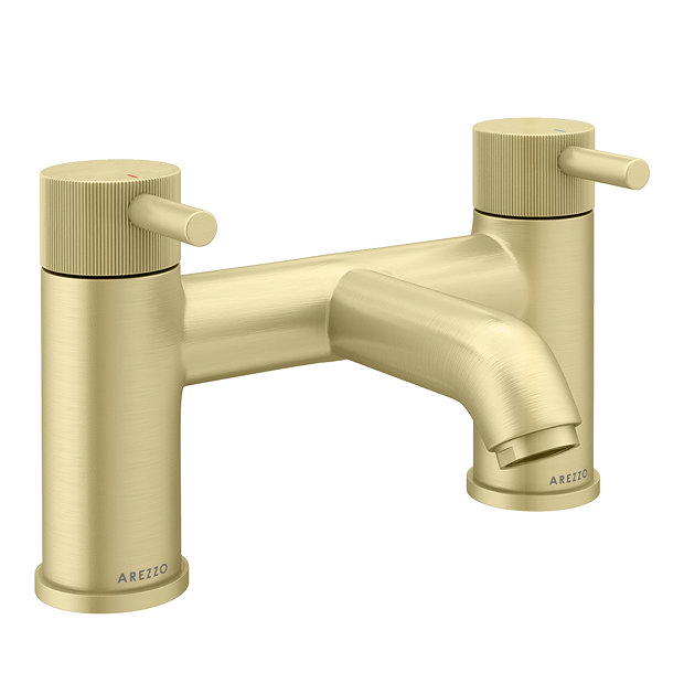 Arezzo Fluted Round Brushed Brass Bath Filler Tap Victorian Plumbing UK