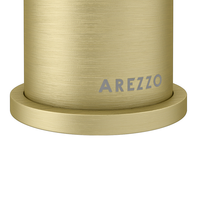 Arezzo Fluted Round Brushed Brass High Rise Mono Basin Mixer Tap  Profile Large Image