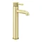 Arezzo Fluted Round Brushed Brass High Rise Mono Basin Mixer Tap Large Image