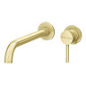 Arezzo Fluted Round Brushed Brass Wall Mounted (2TH) Basin Mixer Tap Large Image