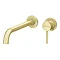 Arezzo Fluted Round Brushed Brass Wall Mounted (2TH) Basin Mixer Tap Large Image