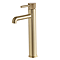 Arezzo Fluted Round Brushed Gold High Rise Mono Basin Mixer Tap