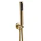 Arezzo Fluted Round Brushed Brass Outlet Elbow with Parking Bracket, Flex & Handset Large Image