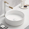 Arezzo Fluted Round Countertop Basin – Gloss White, 360mm Diameter