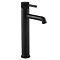 Arezzo Fluted Round Matt Black High Rise Mono Basin Mixer Tap  Profile Large Image