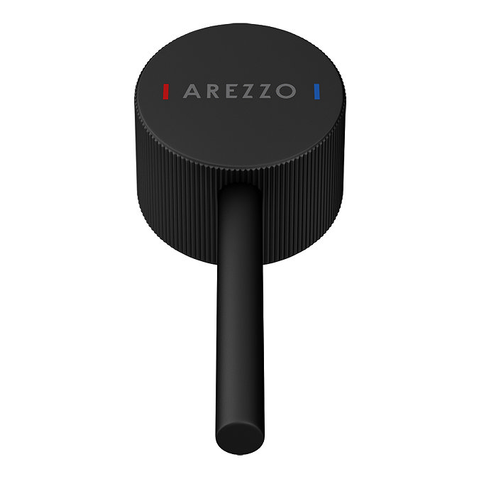 Arezzo Fluted Round Matt Black Wall Mounted (2TH) Basin Mixer Tap  Newest Large Image