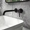 Arezzo Fluted Round Matt Black Wall Mounted (2TH) Basin Mixer Tap  Feature Large Image