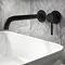 Arezzo Fluted Round Matt Black Wall Mounted (2TH) Basin Mixer Tap Large Image