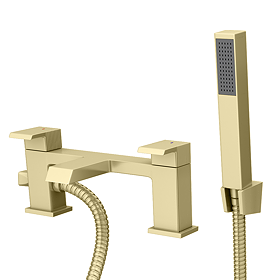Arezzo Fluted Square Brushed Brass Bath Shower Mixer incl. Shower Kit
