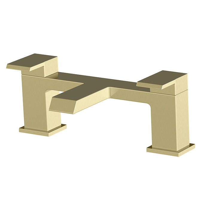 Arezzo Fluted Square Brushed Brass Tap Package (Bath + Basin Tap)