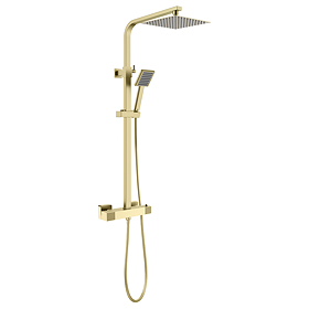 Arezzo Fluted Square Thermostatic Shower - Brushed Brass