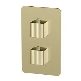 Arezzo Fluted Twin Square Concealed Shower Valve - Brushed Brass