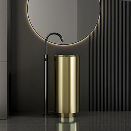 Arezzo Freestanding Basin (380 x 830mm) Brushed Brass with Waste
