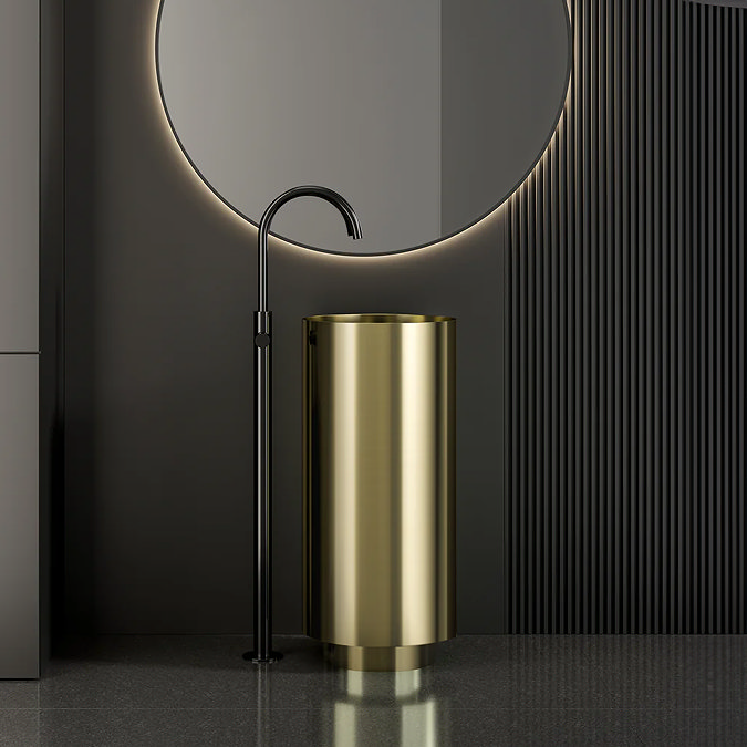 Arezzo Freestanding Basin (380 x 830mm) Brushed Brass with Waste