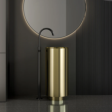 Arezzo Freestanding Basin (380 x 830mm) Brushed Brass with Waste