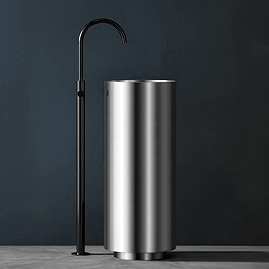 Arezzo Freestanding Basin (380 x 830mm) Brushed Steel with Waste