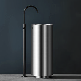 Arezzo Freestanding Basin (380 x 830mm) Brushed Steel with Waste