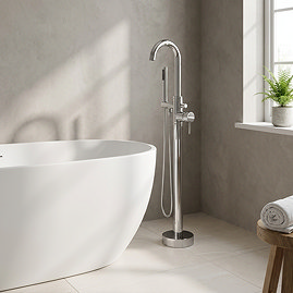 Arezzo Freestanding Bath Tap with Shower Mixer - Chrome