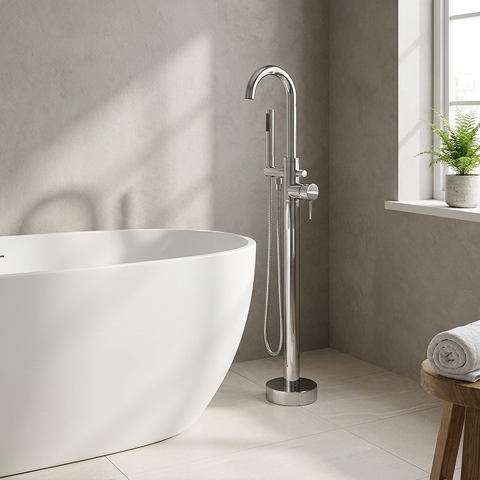 Arezzo Freestanding Bath Tap with Shower Mixer - Chrome