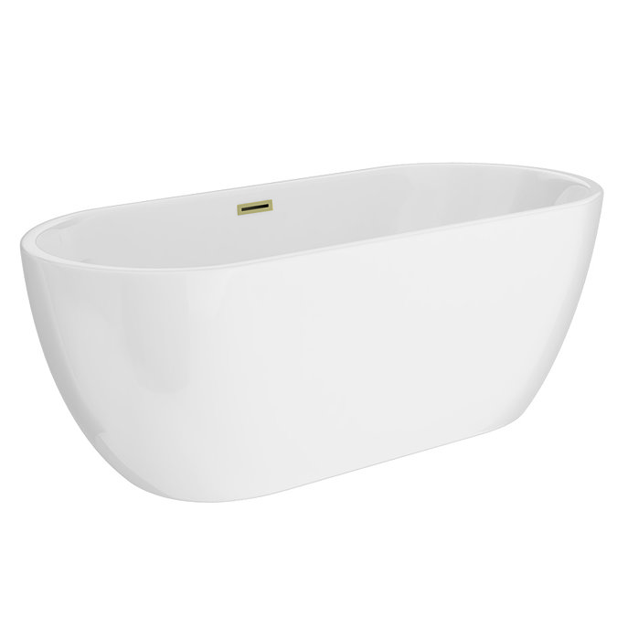 Arezzo Freestanding Modern Bath with Brushed Brass Waste  Feature Large Image