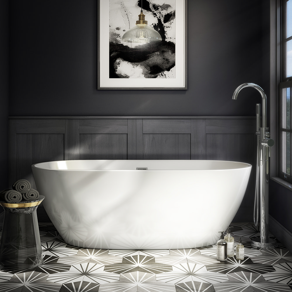 Arezzo Freestanding Modern Bath with Chrome Waste Victorian Plumbing UK