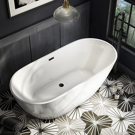 Arezzo Freestanding Modern Bath with Brushed Brass Waste