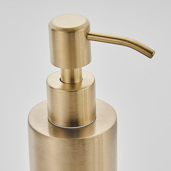 Arezzo Freestanding Round Soap Dispenser Brushed Brass  Newest Large Image