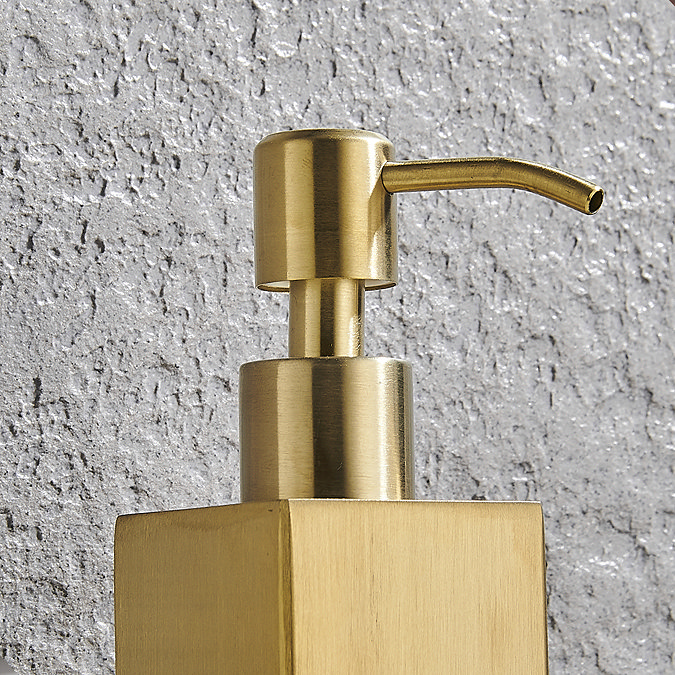 Arezzo Freestanding Square Soap Dispenser Brushed Brass  Standard Large Image