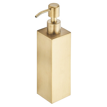 Arezzo Freestanding Square Soap Dispenser Brushed Brass  Profile Large Image