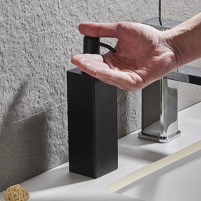 Arezzo Freestanding Square Soap Dispenser Matt Black  Standard Large Image