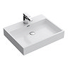 Arezzo Gloss White Counter Top Basin – Square Stone Resin, 600 x 480mm, 1 Tap Hole