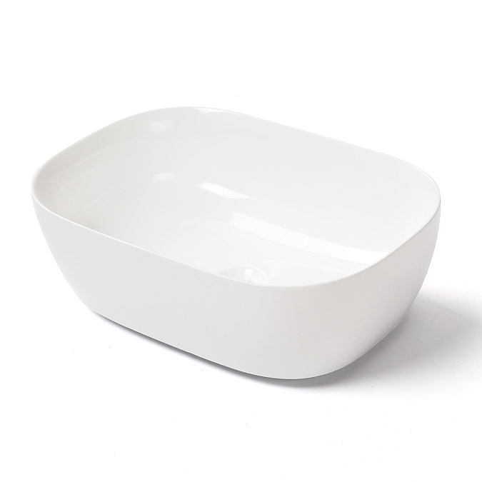 Arezzo Gloss White Curved Rectangular Stone Resin Counter Top Basin (500 x 345mm)