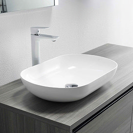 Arezzo Gloss White Oblong Stone Resin Counter Top Basin (540 x 340mm)