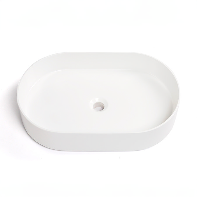 Arezzo Gloss White Oblong Stone Resin Counter Top Basin (580 x 380mm)