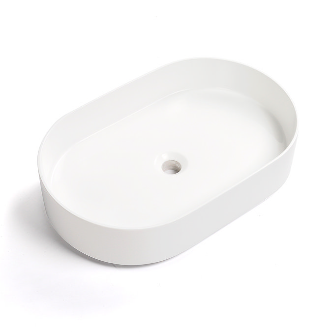 Arezzo Gloss White Oblong Stone Resin Counter Top Basin (580 x 380mm)