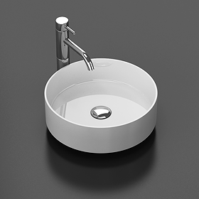 Arezzo Gloss White Round Stone Resin Counter Top Basin (380mm Diameter)