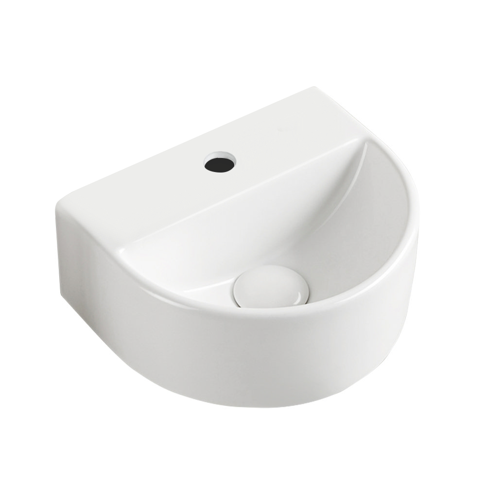 Arezzo Gloss White Round Wall Hung Cloakroom Basin 1TH (303 x 255mm