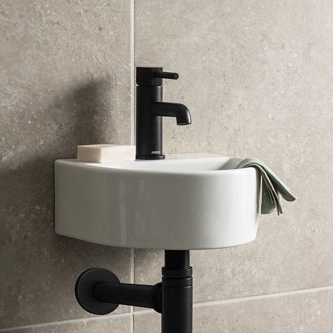 Arezzo Gloss White Round Wall Hung Cloakroom Basin 1TH (303 x 255mm)