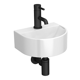 Arezzo Gloss White Round Wall Hung Cloakroom Basin 1TH (303 x 255mm)